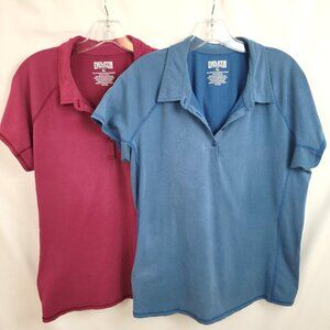 Lot of 2 Duluth Trading XL Polo Shirt Womens Coolmax Pockets Cotton Blend
